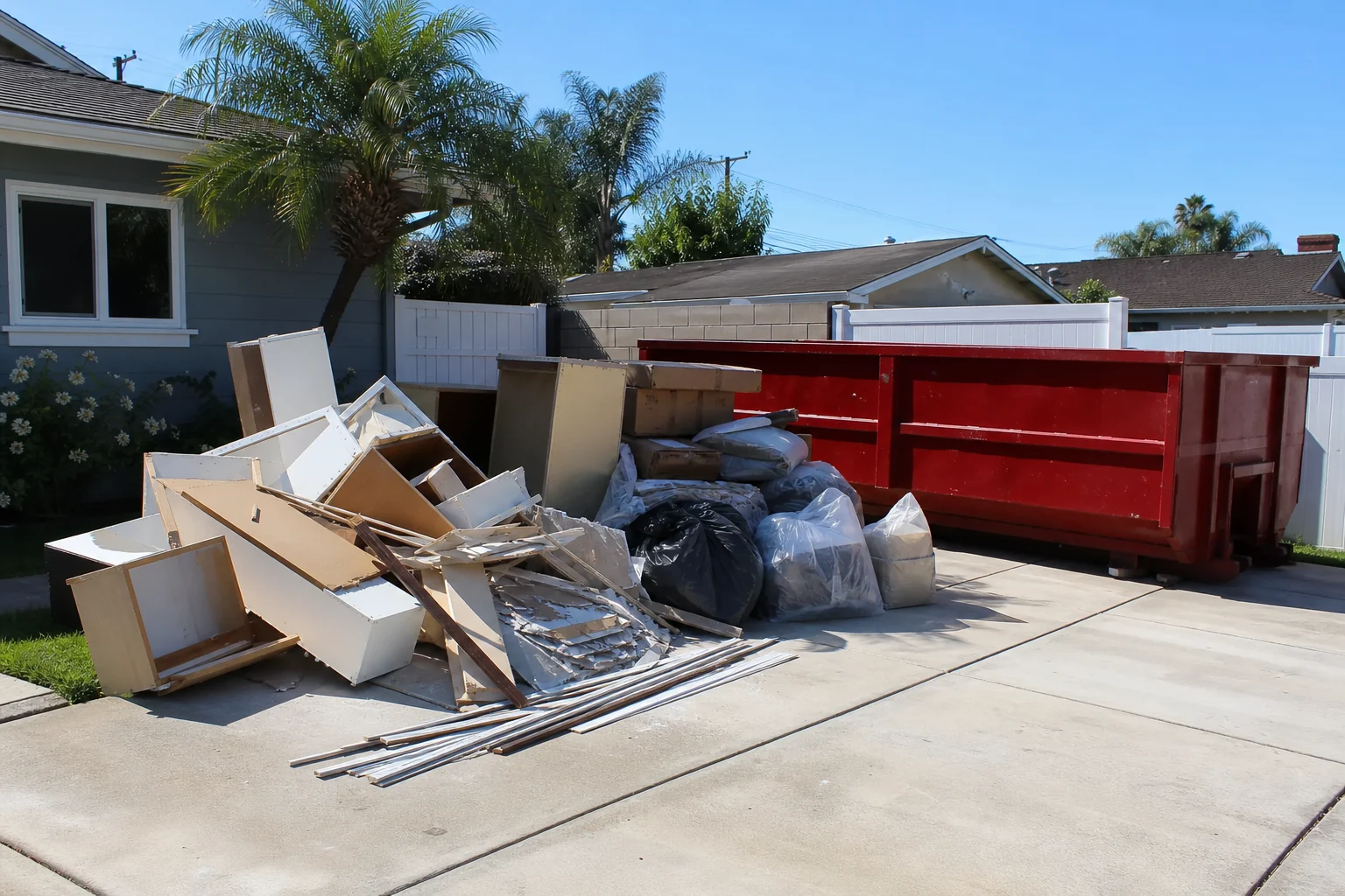 Sorted renovation debris staged for material and disposal-path review